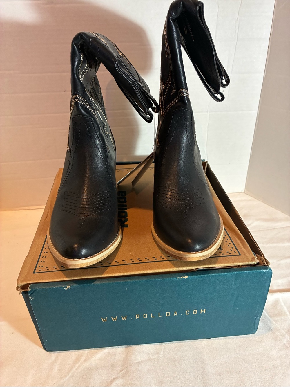 Rollda Mattie Black Western Cowboy Boots Women’s Size 7 NWT - Picture 9 of 14